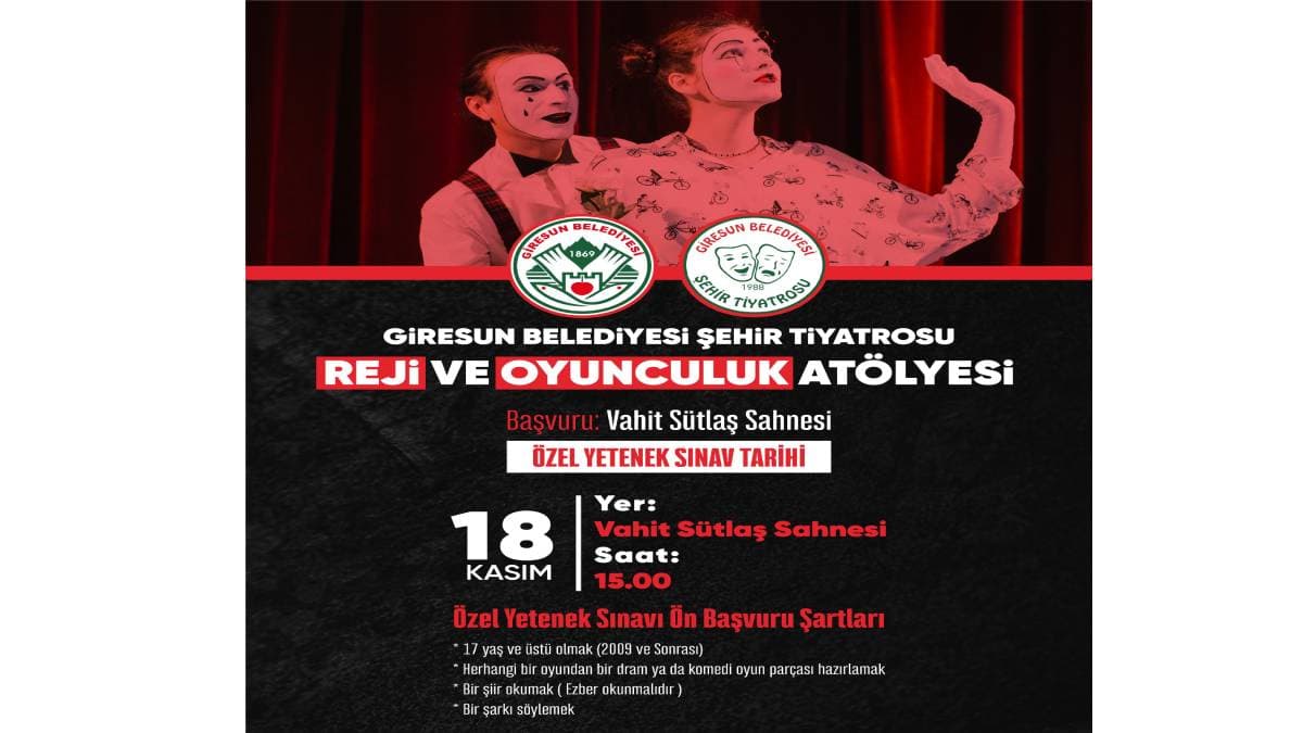 Giresun Belediyesi Şehir Tiyatrosu’ndan gençlere oyunculuk ve reji atölyesi, çocuklara drama kursu